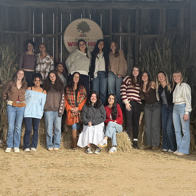 Students at the Apple Orchard